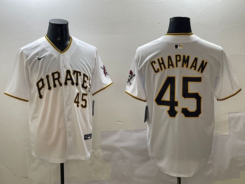 Men Pittsburgh Pirates #45 Chapman White Game 2025 Nike MLB Jersey style 1->philadelphia phillies->MLB Jersey